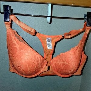 SHEIN Vibrant Orange Lace Bra